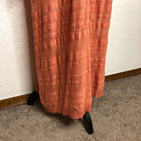 Anthropologie Moth coral orange linen blend open front duster cardigan Large - Picture 15 of 16